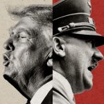 An image symbolizing authoritarian control over culture, depicting Trump's push to rewrite and whitewash America’s dark history.